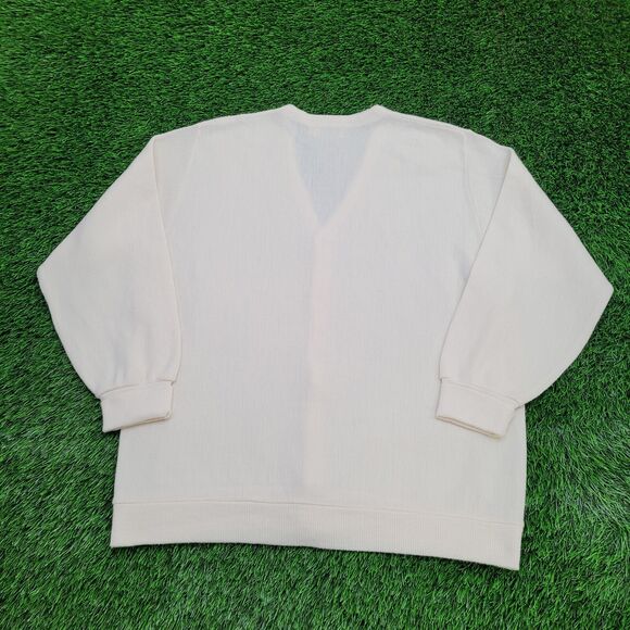 Vintage LL-Bean Cardigan L/XL 24x29 Ivory - Picture 2 of 11